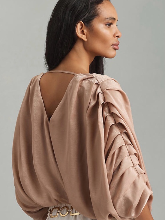 Sunday in Brooklyn Tops - Anthropologie Sunday in Brooklyn Ruched Batwing Blouse Beige/ Blush